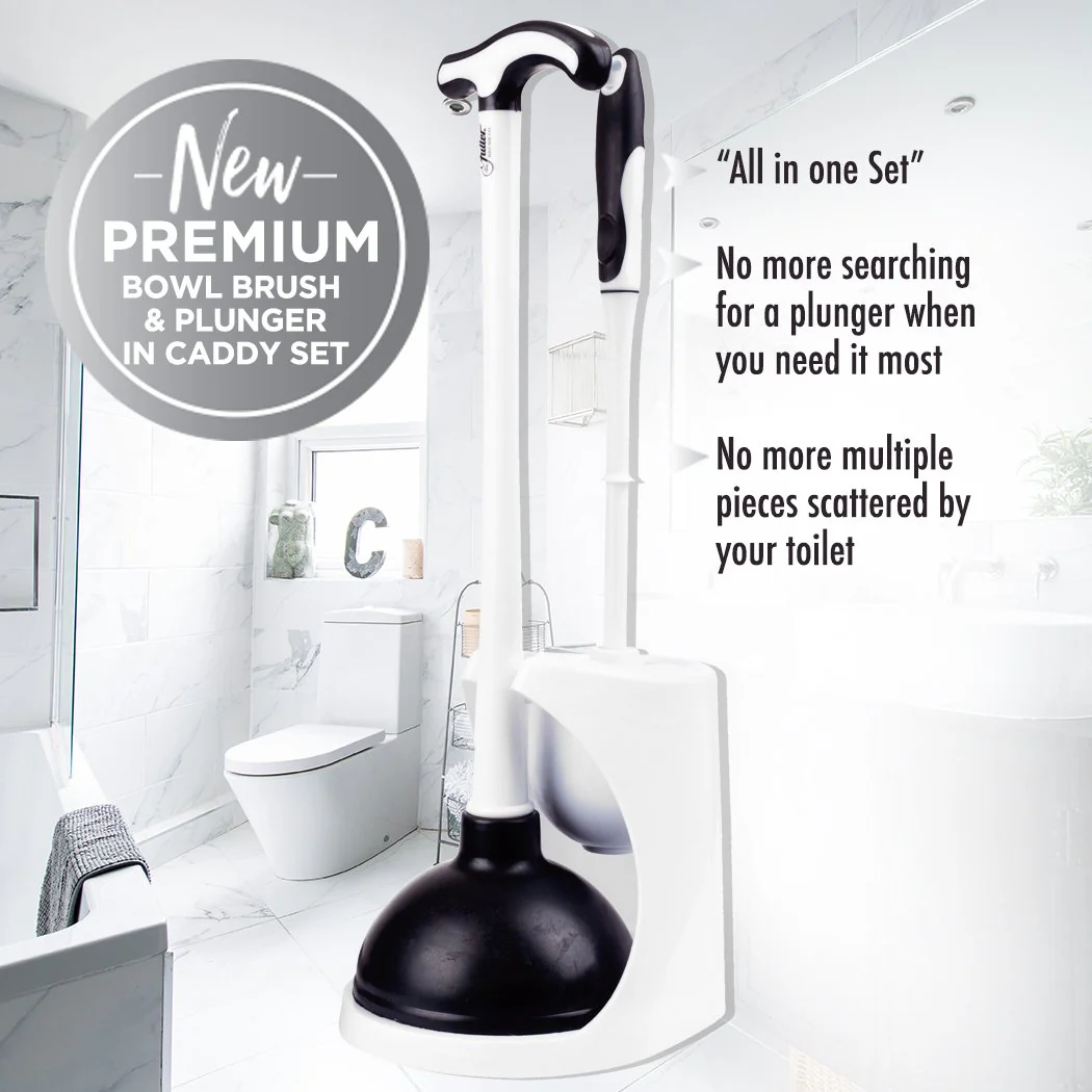 Premium Toilet Bowl Brush & Plunger in Caddy Set - Jax All Clean Janitorial & Bui