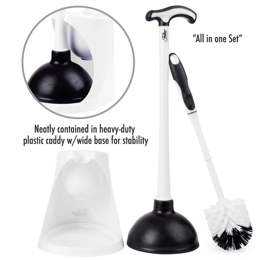 Premium Toilet Bowl Brush & Plunger in Caddy Set - Jax All Clean Janitorial & Bui